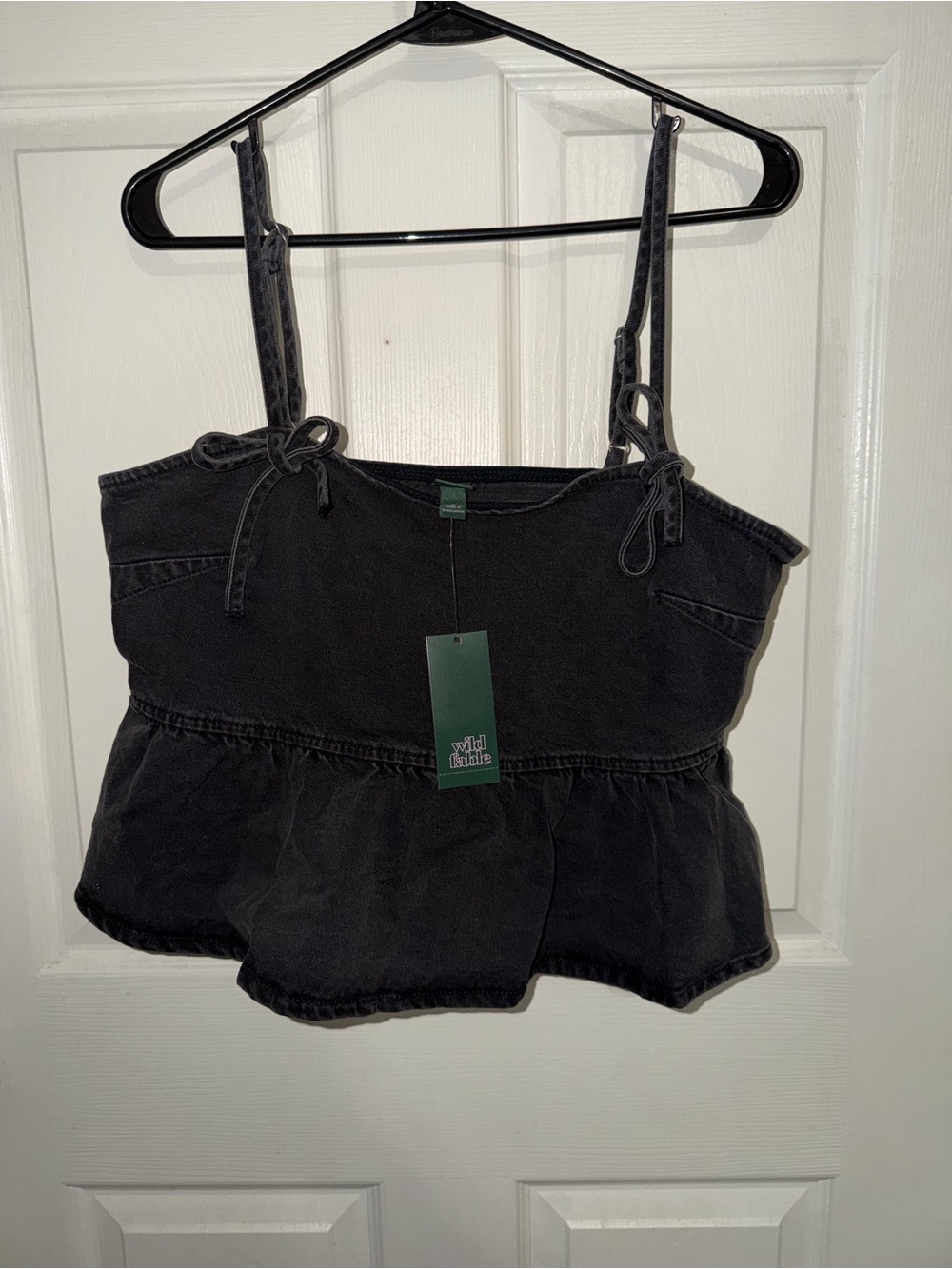 H&M Black Peplum Camisole with Tie Straps